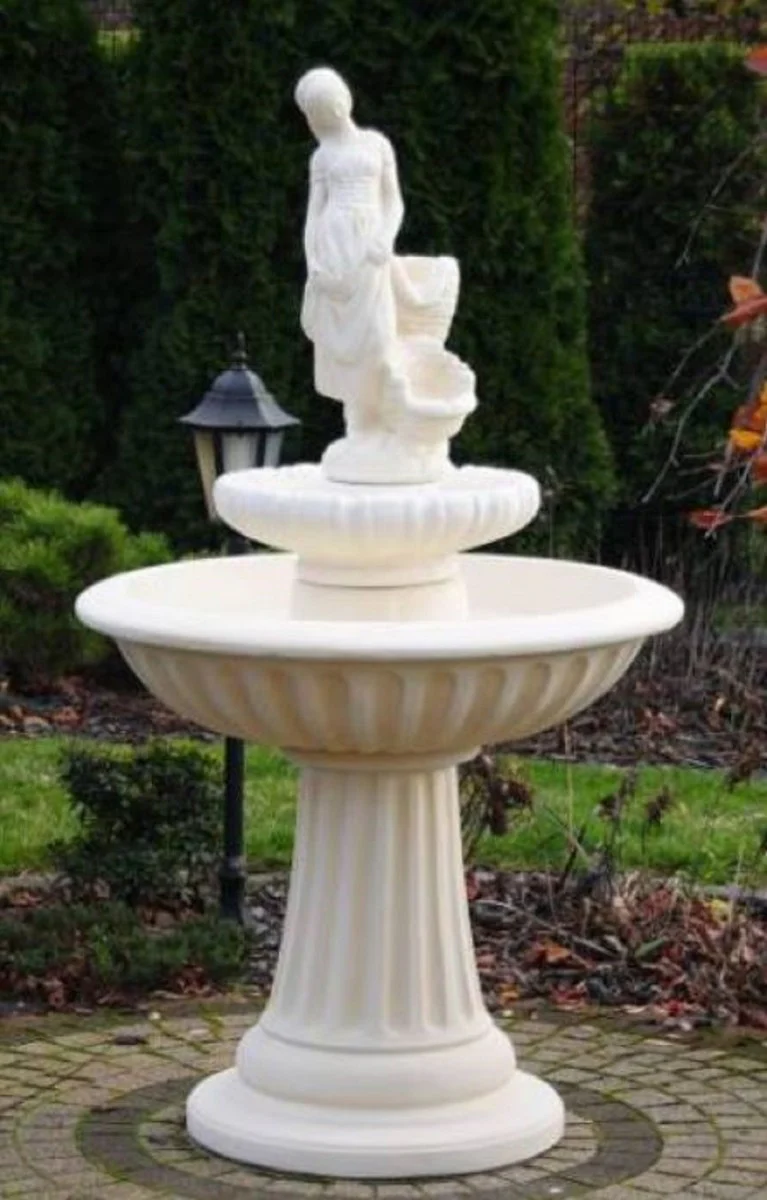 Casa Padrino fuente Art Nouveau dama blanco Ø 92 x A. 162 cm - Magnífica Fuente de Jardín - Fuente de Decoración de Jardín - Accesorios de Decoración de Jardín Barroco y Art Nouveau