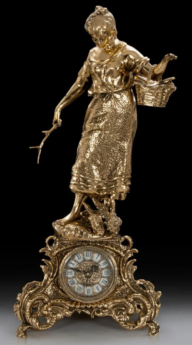 Casa Padrino reloj de mesa barroco de lujo oro 29 x A. 62 cm - Reloj de bronce hecho a mano estilo barroco - Reloj de escritorio barroco - Decoracion escritorio barroco - Accesorios barrocos