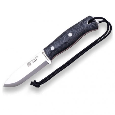 Joker Ember Scandi Micarta Canvas Negra con ferrocerio - Cuchillo de supervivencia y bushcraft