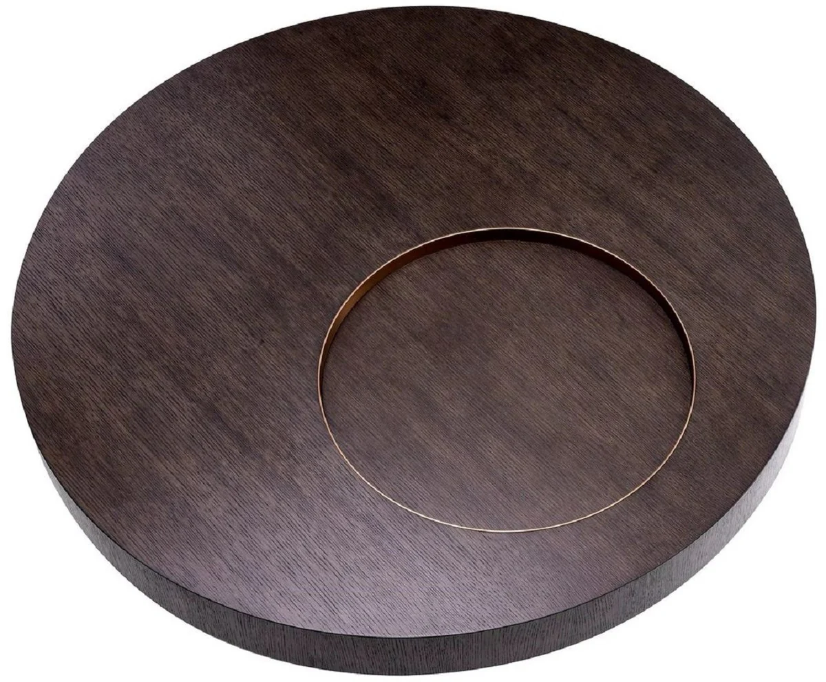 Casa Padrino mesa de centro de lujo moca / lat¨®n ? 110 x A. 30,5 cm - Mesa de sal¨®n redonda - Muebles de sal¨®n - Muebles de madera maciza - Muebles de lujo