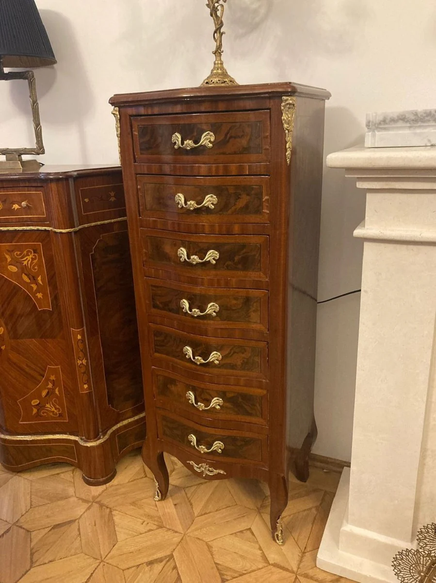 Casa Padrino cómoda barroco con 7 cajones marrón / oro - Mueble de madera maciza hecho a mano en estilo barroco - Muebles de salón en estilo barroco - Muebles barrocos