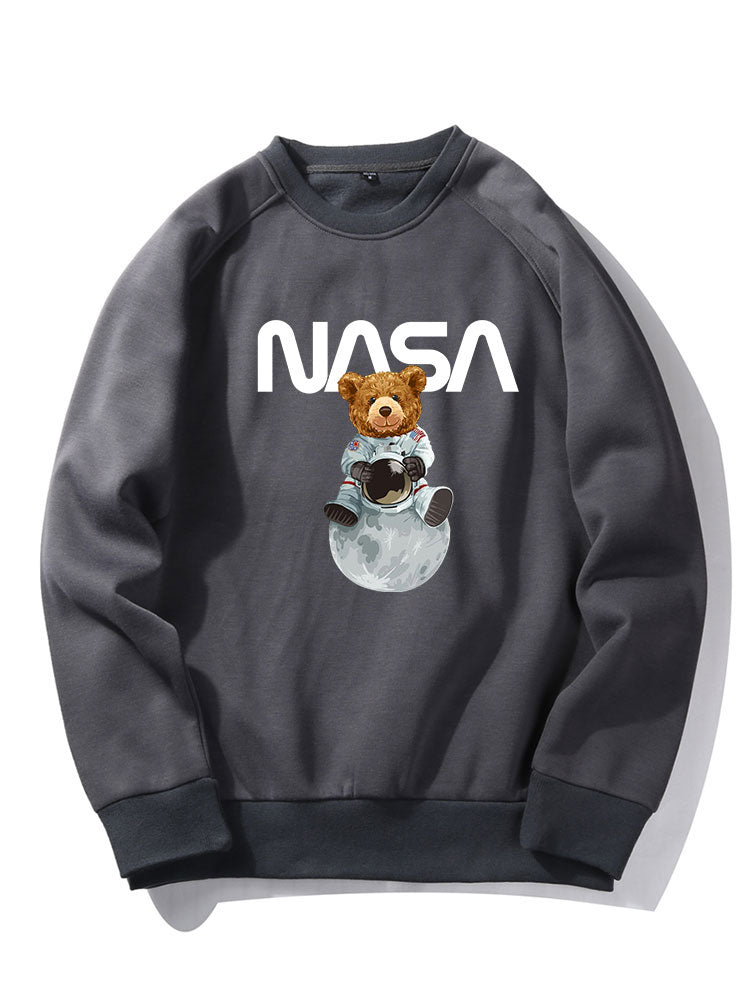 NASA Bear Print Raglan Sleeves Sweatshirt & NASA Print Jogger Pants