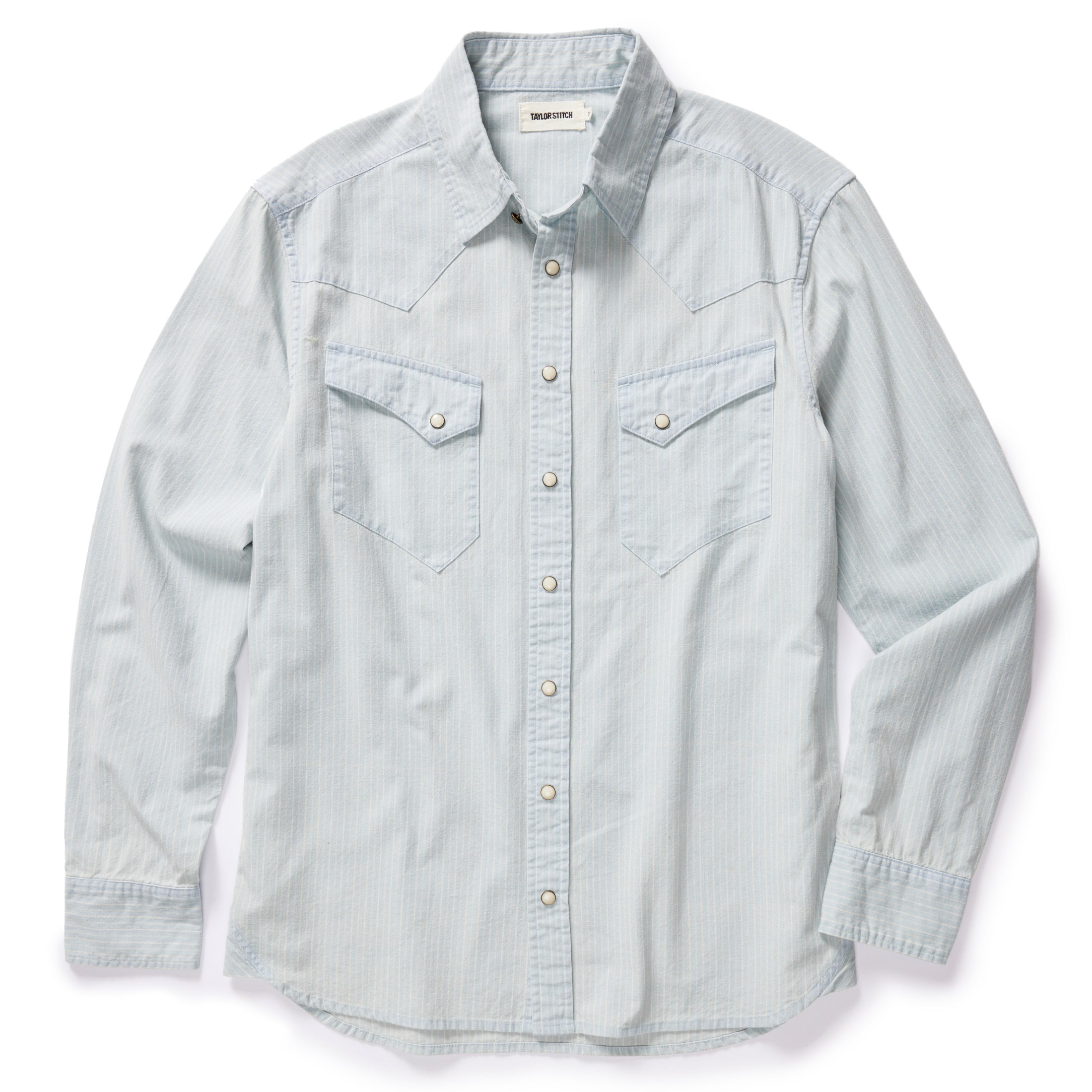 The Western Shirt in Bleached Indigo Stripe