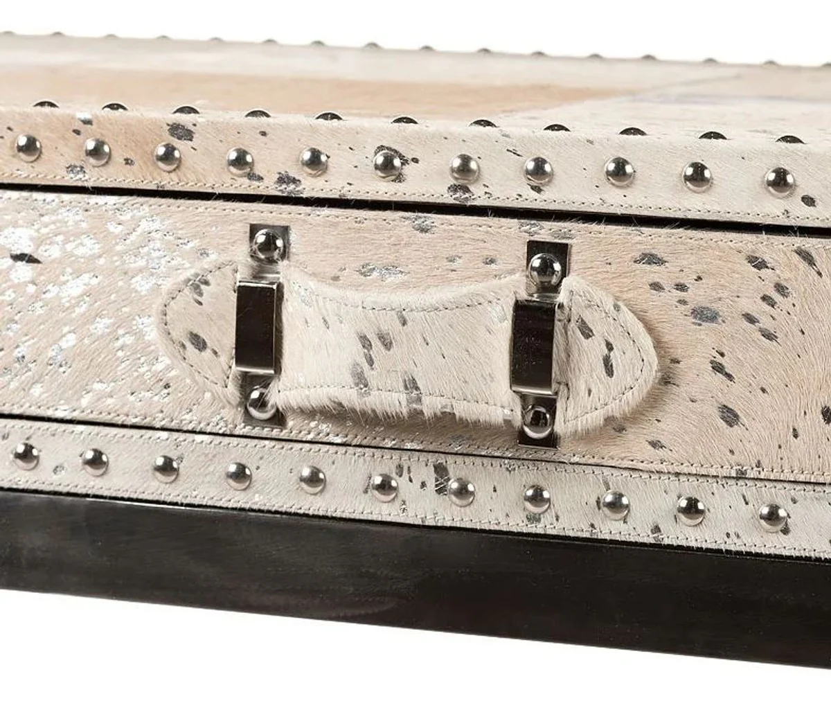 Casa Padrino escritorio de lujo con 2 cajones piel / plata 110 x 50 x H75 / metal - Secretaria