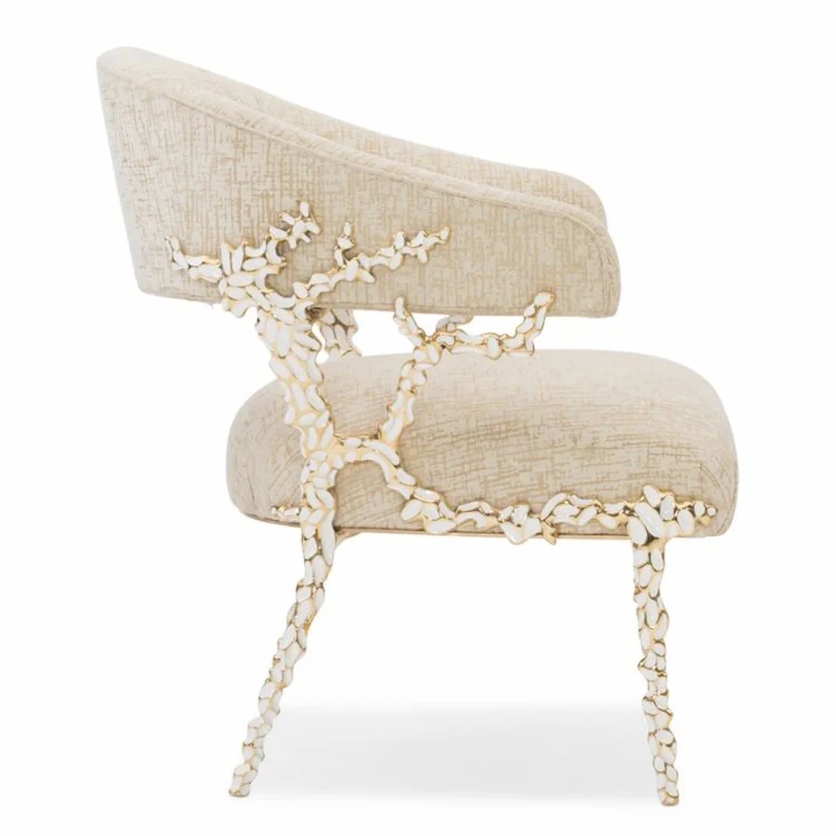 Casa Padrino Sill¨®n de Lujo Blanco / Oro Al. 83 cm - Muebles para Sala de Estar y Hotel