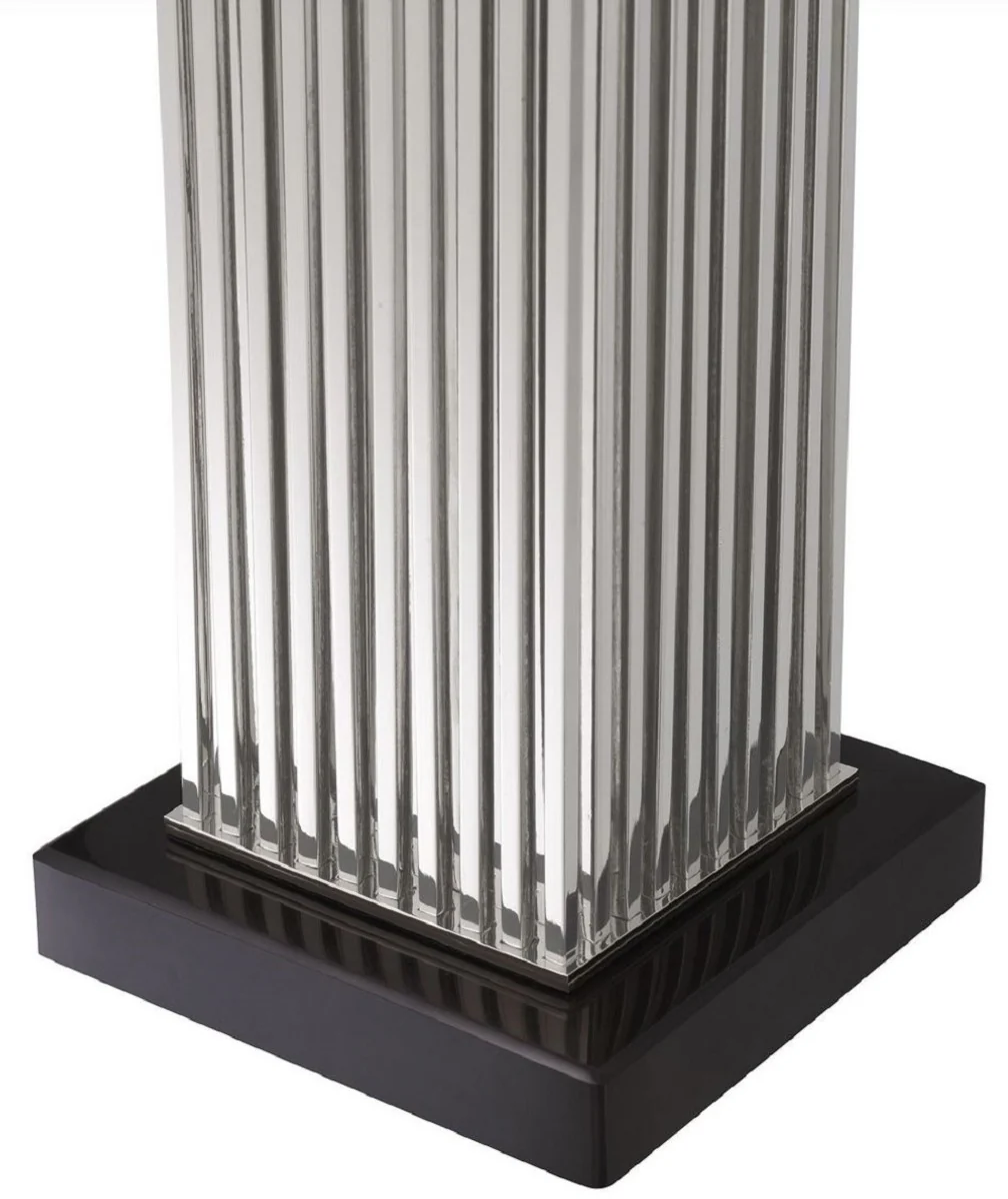 Casa Padrino lámpara de mesa de lujo plata / negro / blanco 46 x 46 x A. 87 cm - Lámpara de escritorio moderna con pantalla hexagonal - Calidad de Lujo