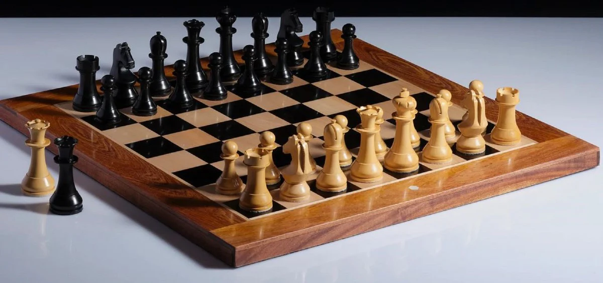 Casa Padrino conjunto de ajedrez de lujo 50 x 50 cm - Conjunto de ajedrez de madera - Tablero de ajedrez con piezas de ajedrez