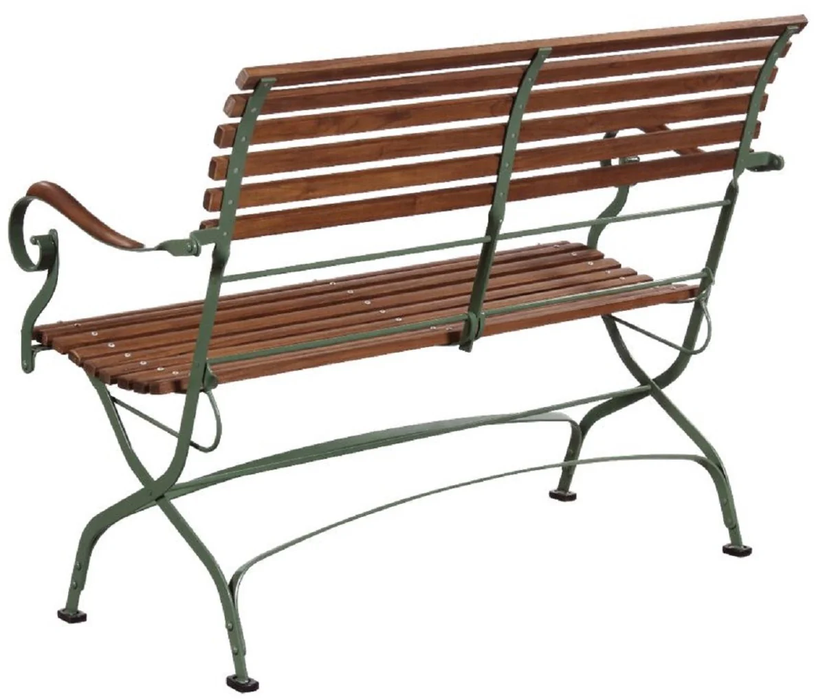 Casa Padrino banco de jardín Art Nouveau de lujo marrón / verde 120 x 55 x A. 90 cm - Banco de jardín y terraza con respaldo y reposabrazos - Muebles de Jardín y Terraza Art Nouveau