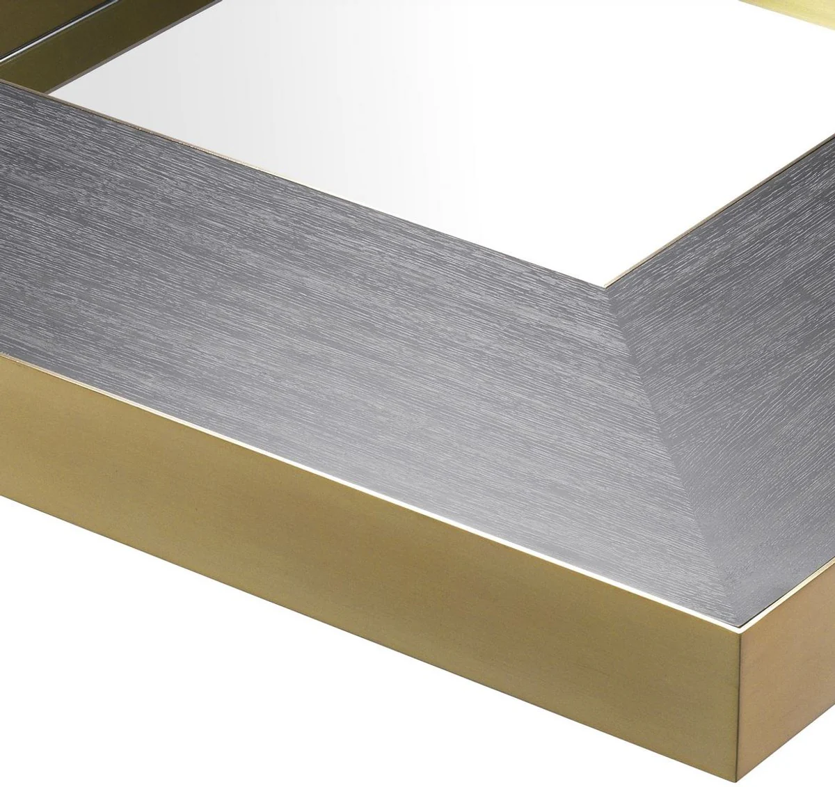 Casa Padrino mesa de centro de lujo gris antracita / lat¨®n 120 x 120 x A. 29,5 cm - Mesa de sal¨®n cuadrada con vidrio espejo - Muebles de sal¨®n de lujo