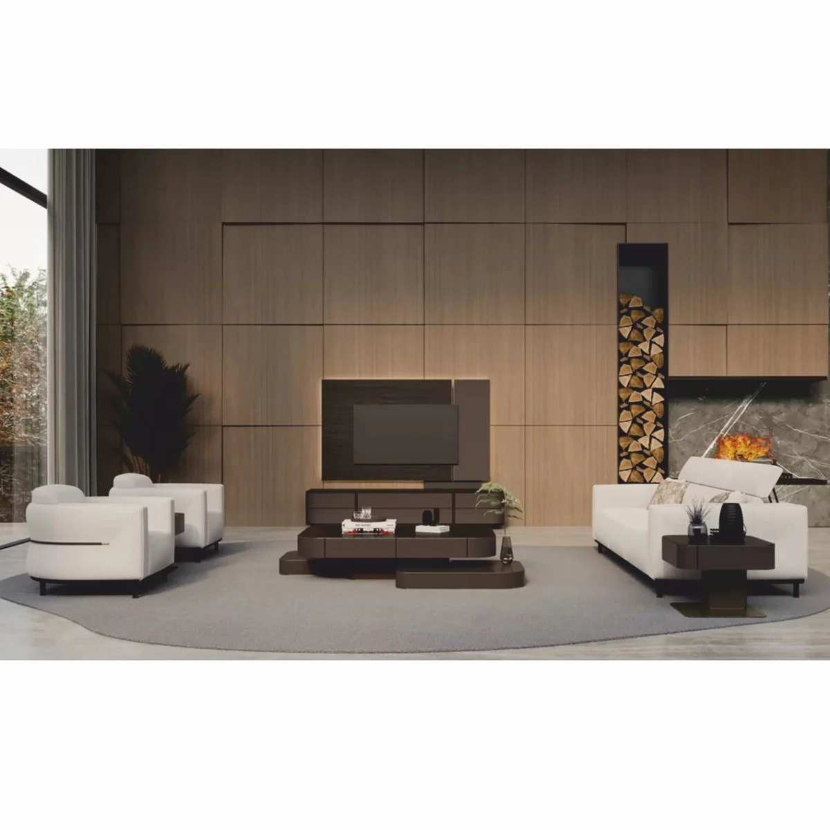 Casa Padrino mesa de centro de lujo marr¨®n oscuro / lat¨®n 190 cm - Muebles de sal¨®n y hotel