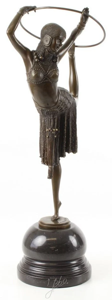 Casa Padrino Figura de Bronce Hula Hoop Bailarina con Base Bronce / Negro 16,4 x 21,1 x H 51,2 cm - Decoración de Lujo