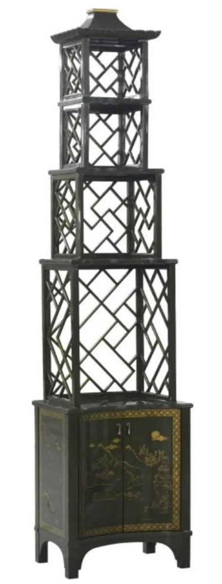 Casa Padrino Etagere de Lujo Estilo Chino Verde / Oro 54 x 37 x H. 219 cm - Accesorios de Hotel y Restaurante