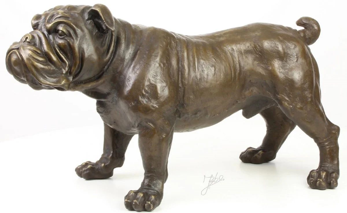Casa Padrino figura de bronce de lujo de bulldog inglés bronce 54,5 x 24,1 x H. 31 cm - Figura Decorativa