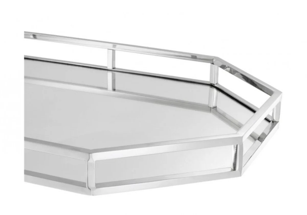 Casa Padrino luxury designer stainless steel tray nickel finish 60 x 40 x H. 5 cm - Luxury Accessories