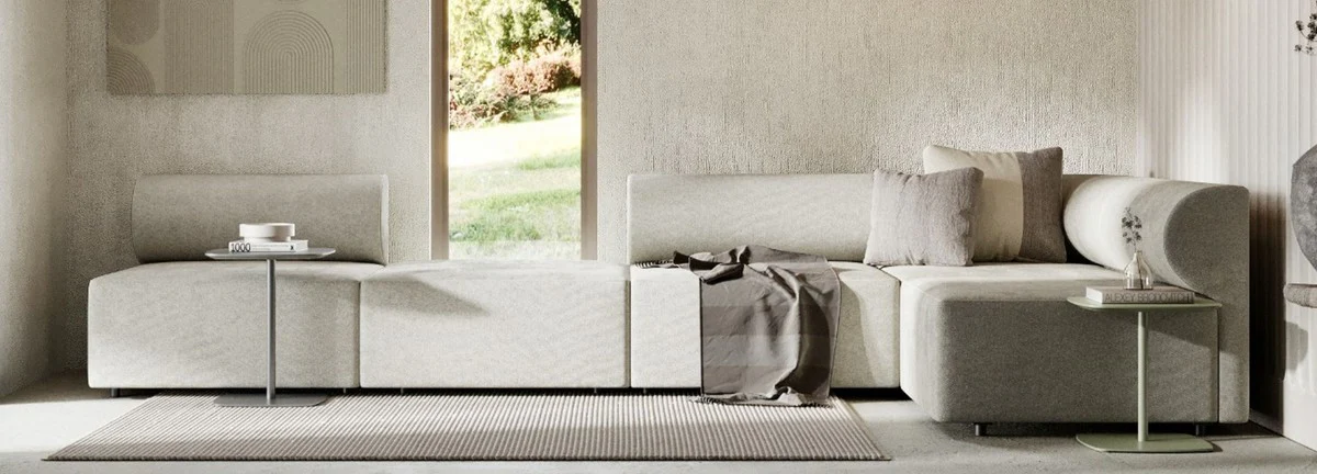 Casa Padrino Sof¨¢ Esquinero de Lujo Gris 360 ??x 180 cm - Sof¨¢ de Sal¨®n Modular - Muebles de Lujo