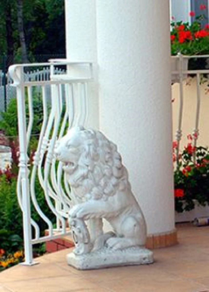 Casa Padrino escultura de decoración de jardín barroco león blanco 28 x 45 x A. 72 cm - Figura de decoración de jardín - Accesorios de Decoración Jardín y Terraza