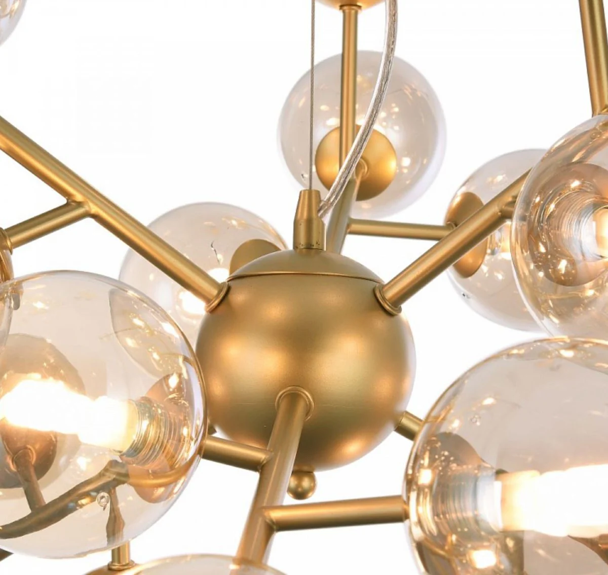 Casa Padrino lámpara colgante de salón oro Ø 65 x H. 40 cm - Lámpara Colgante con Pantallas Esféricas