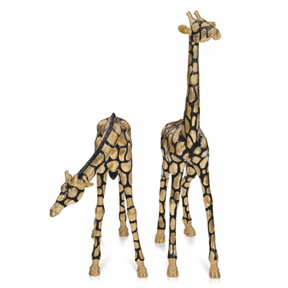 Casa Padrino Conjunto de Esculturas Decorativas de Bronce de Lujo Jirafas Oro / Negro - Figuras de Jard¨ªn