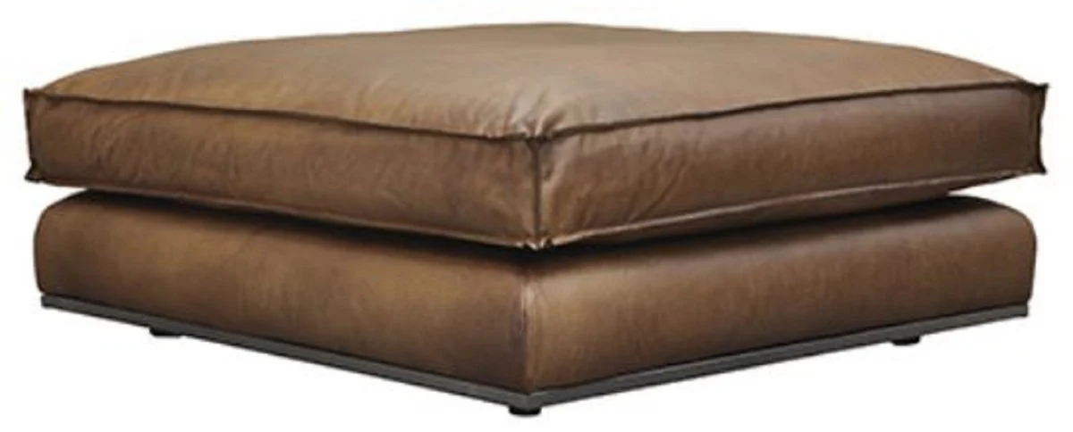 Casa Padrino taburete de lujo de cuero genuino marr¨®n 106 x 106 x A. 41 cm