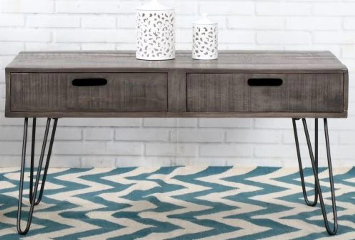 Mesa auxiliar de dise?o Casa Padrino Mango gris 100 cm - madera maciza