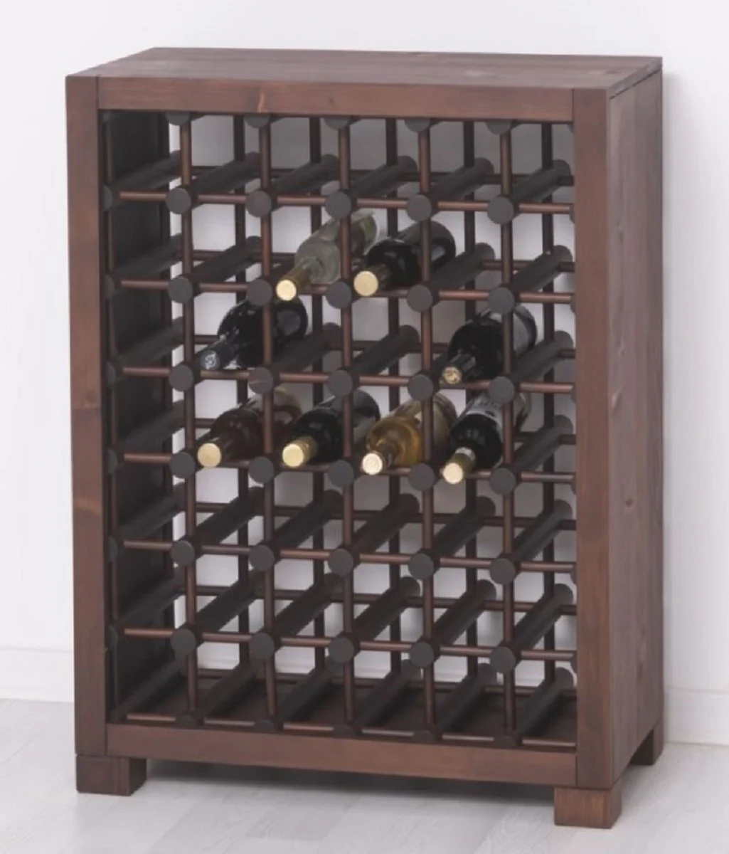 Casa Padrino armario de vino de madera maciza de estilo campestre marr¨®n / negro 68 x 35 x A. 68 cm - Estante de vino de madera maciza en estilo campestre - Mueble bar de estilo campestre
