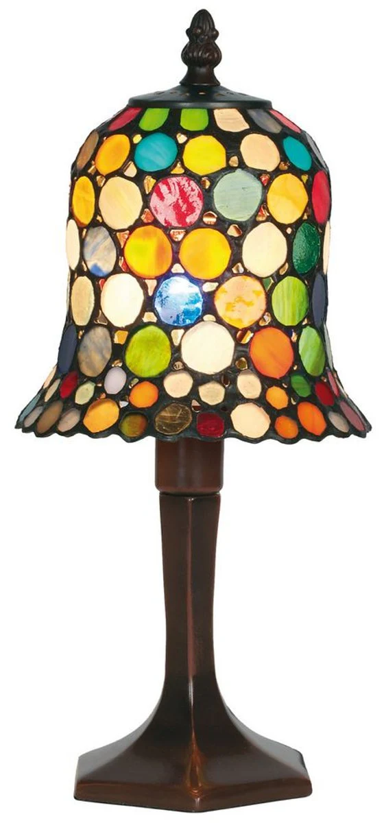 Casa Padrino Tiffany Table Lamp / Stool Lamp Multicolored Ø 16 x H 36 cm - Handmade Tiffany Deco Lamp