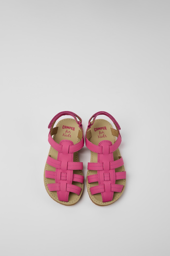 Miko Pink leather sandals for girl