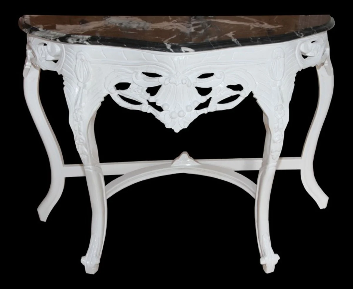 Casa Padrino Baroque console table White / Black with marble top Mod2 - Console