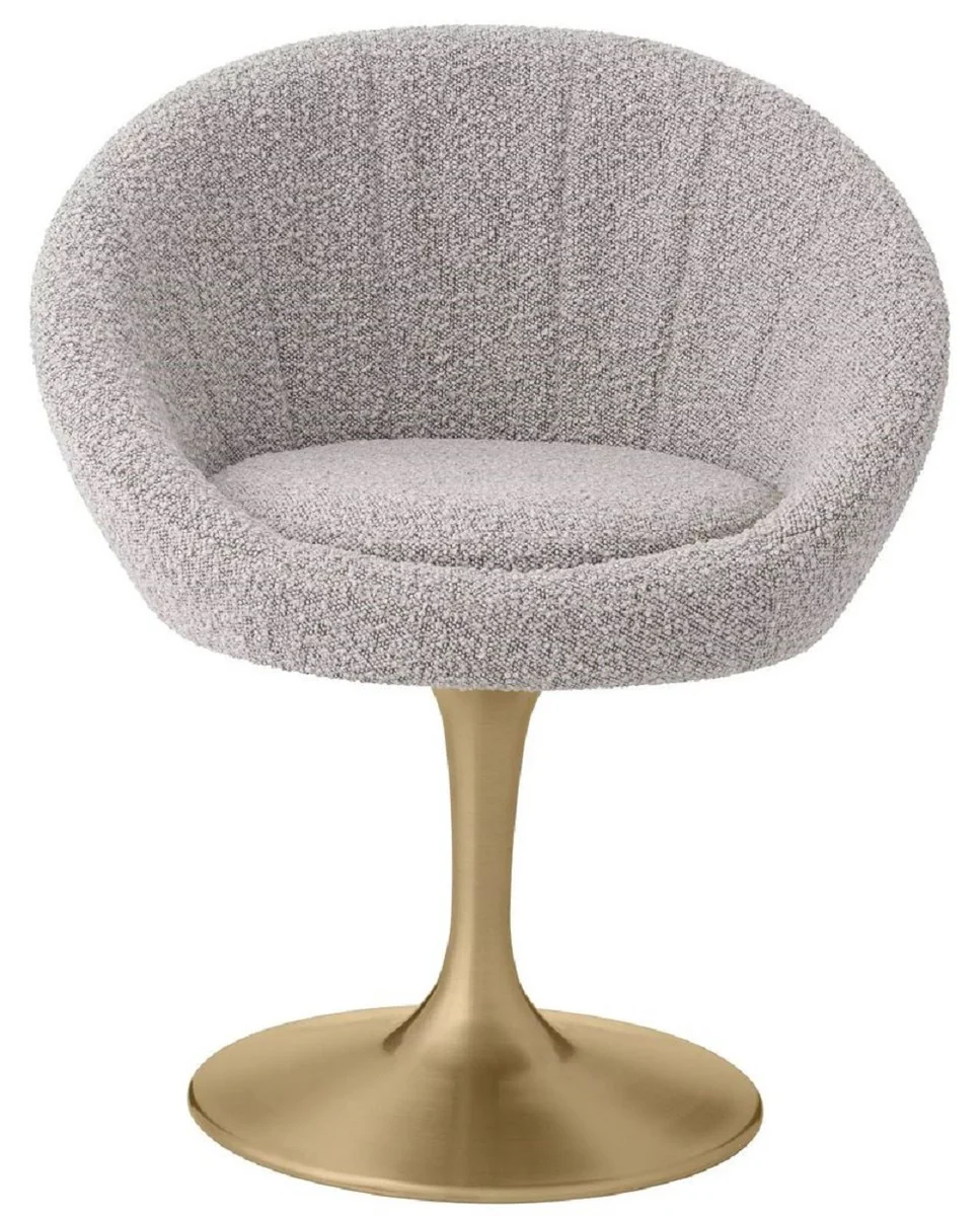 Casa Padrino silla de comedor de lujo gris / lat¨®n 67 x 57 x A. 78,5 cm - Silla giratoria de dise?o a?os 60 - Muebles de comedor - Muebles de lujo - Interiores de lujo - Interiores de comedor