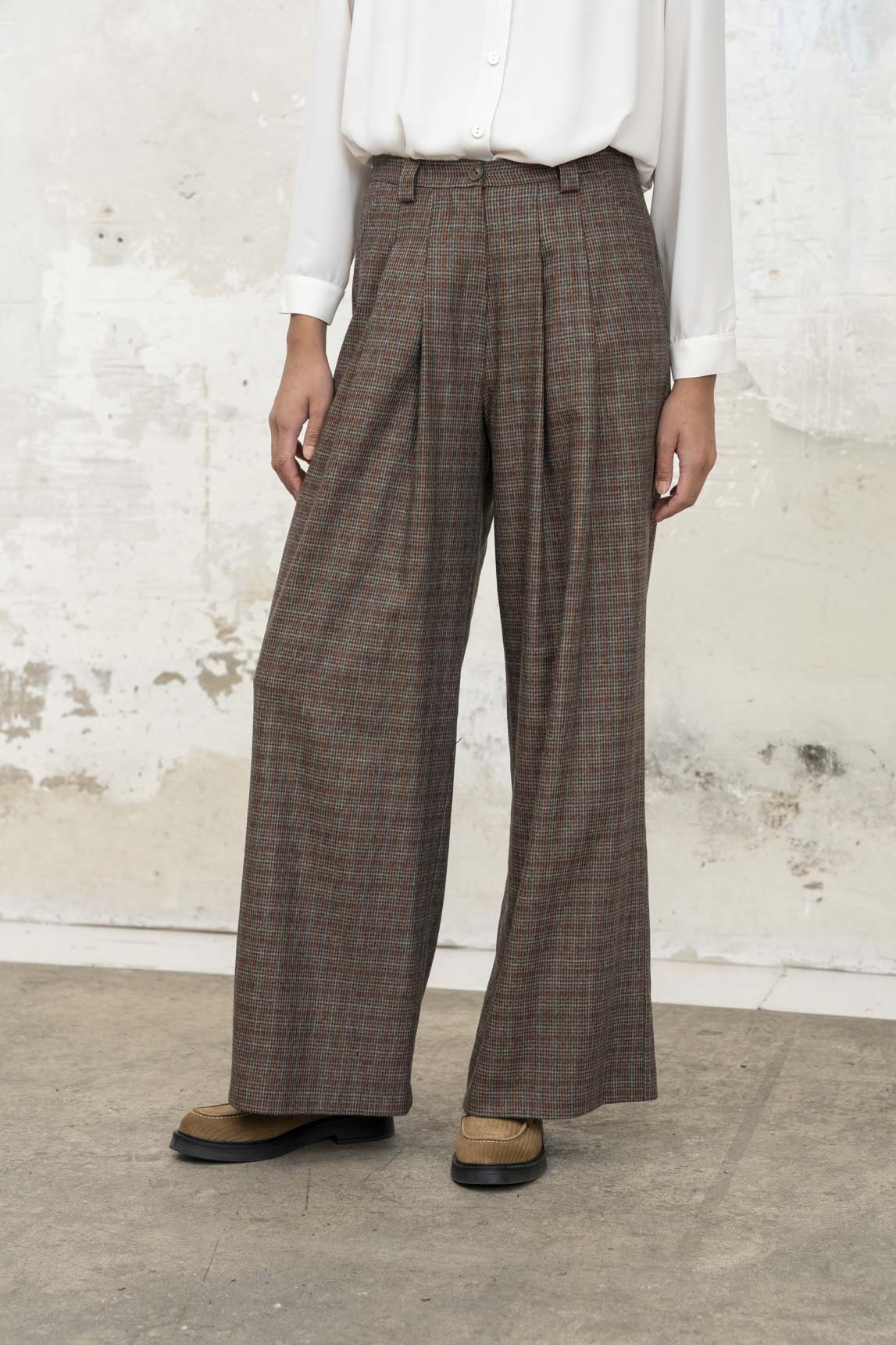 Rivera-spain Pantalón Aretha cuadros escoceses marrón