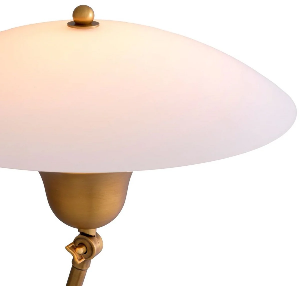 Casa Padrino lámpara de pie de lujo latón antiguo / blanco / negro Ø 39 x A. 155 cm - Lámpara de pie con pantalla redonda de cristal y pie de mármol - Lámparas de pie de lujo - Luces de lujo