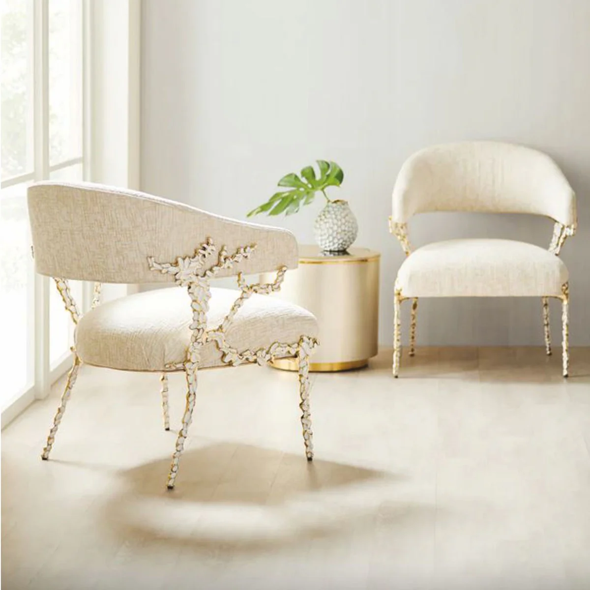 Casa Padrino Sill¨®n de Lujo Blanco / Oro Al. 83 cm - Muebles para Sala de Estar y Hotel