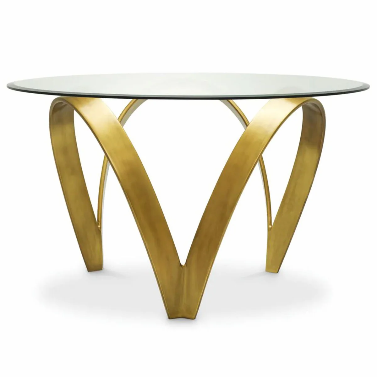 Casa Padrino mesa de comedor de lujo de aluminio con tablero de vidrio lat¨®n vintage 130 cm