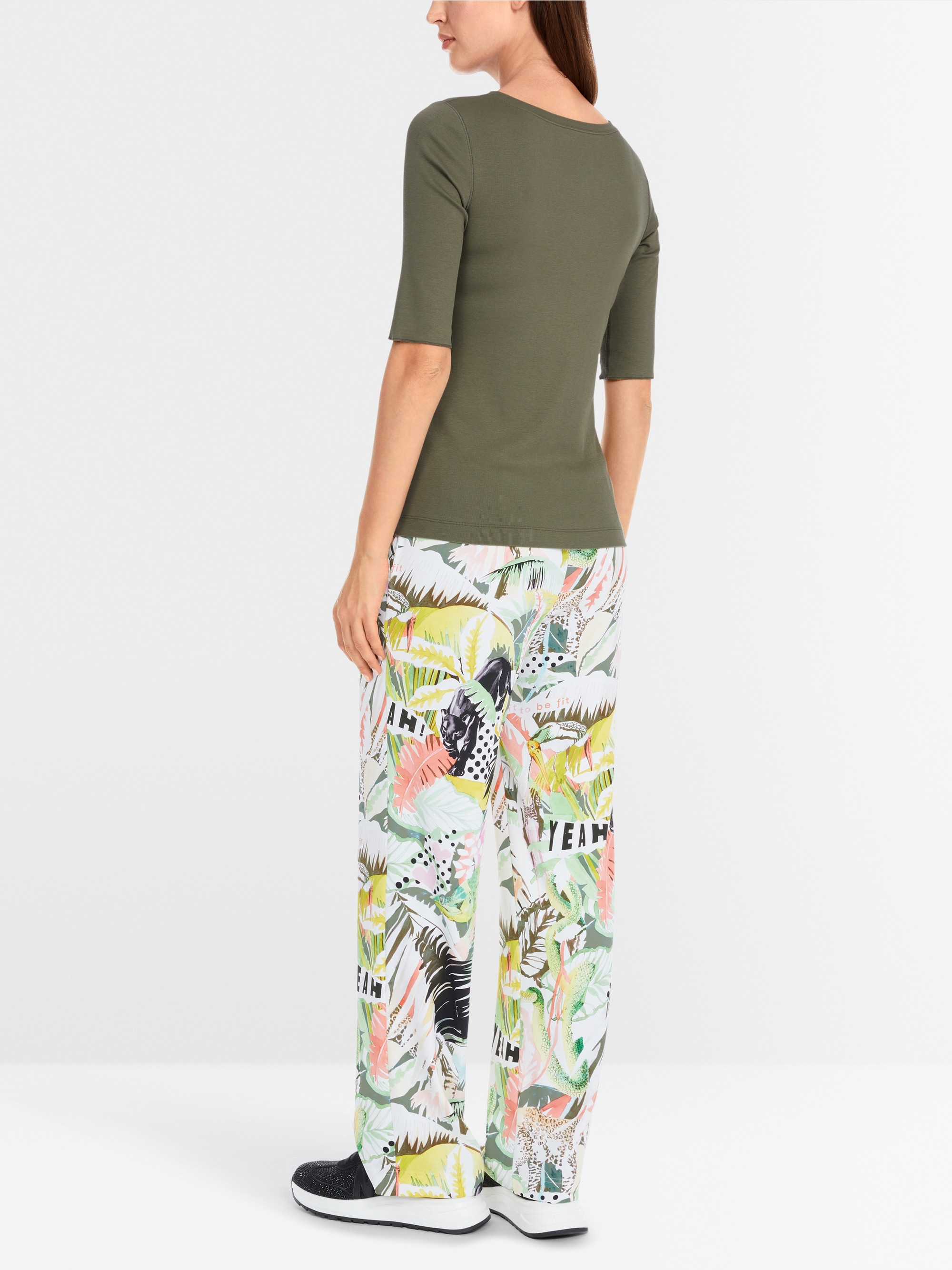 Marc-Cain Solid T-shirt in stretchy cotton rib