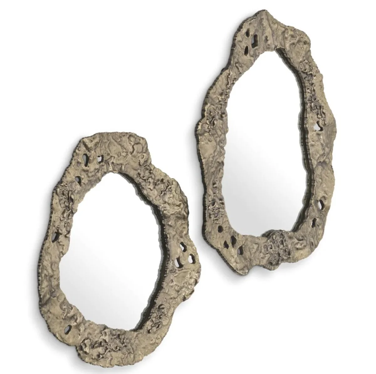 Espejo de lujo Casa Padrino con acabado de lat¨®n antiguo - espejo de sal¨®n de lujo 2 piezas de espejo