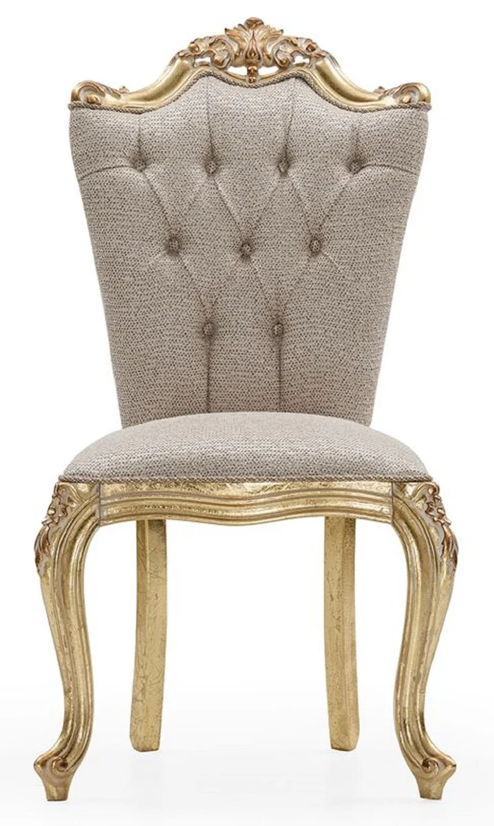 Casa Padrino conjunto de 6 sillas de comedor barrocos de lujo gris / oro - Sillas de cocina de estilo barroco magn¨ªficos - Muebles de comedor barrocos - Muebles barroco