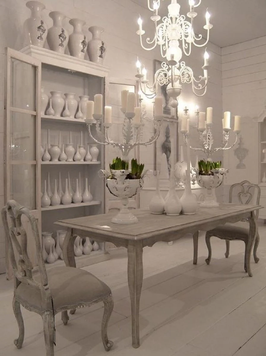 Casa Padrino mesa de comedor de estilo campestre de lujo gris 200 cm