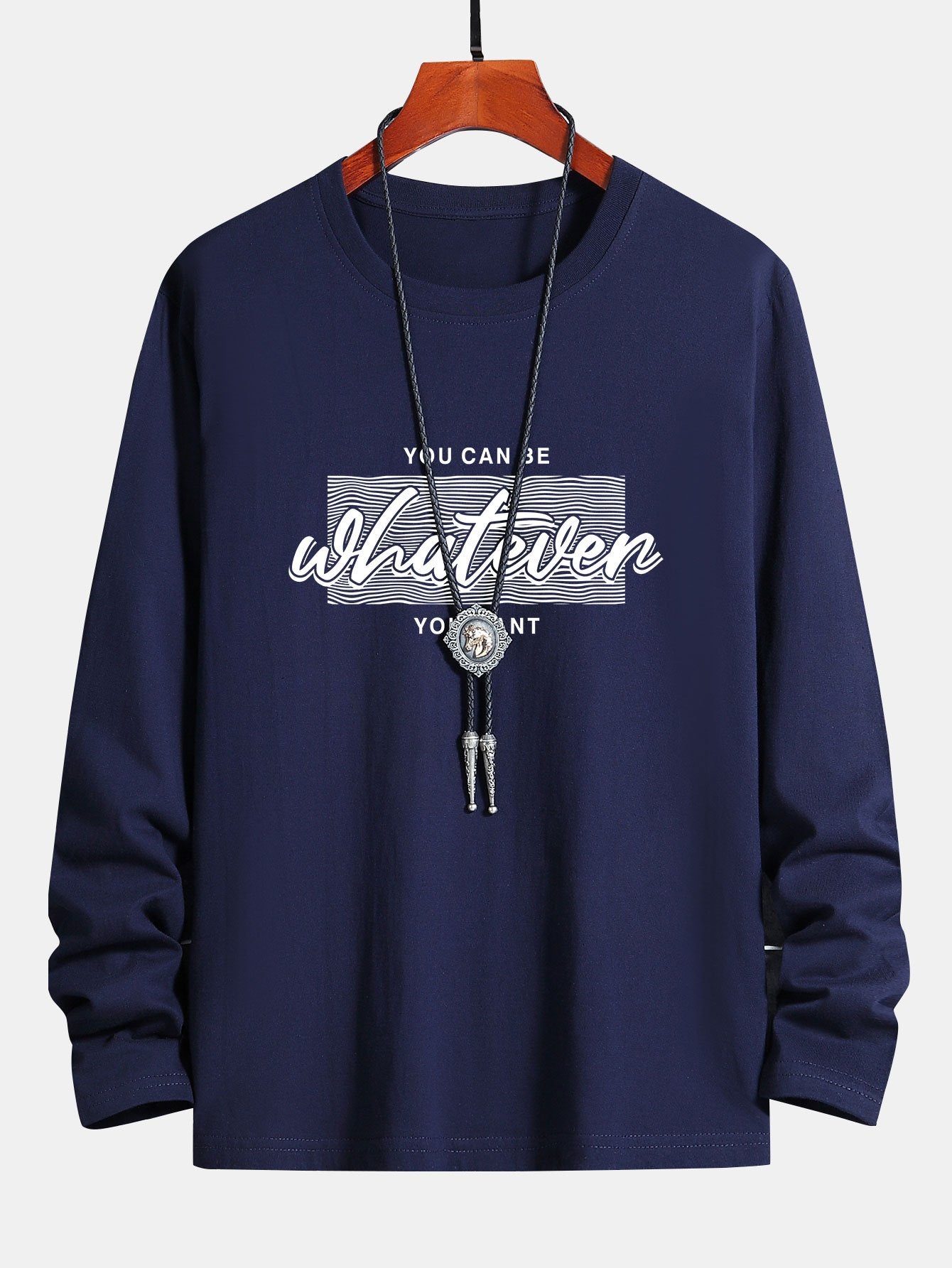 Long Sleeve Slogan Print Cotton T-Shirt