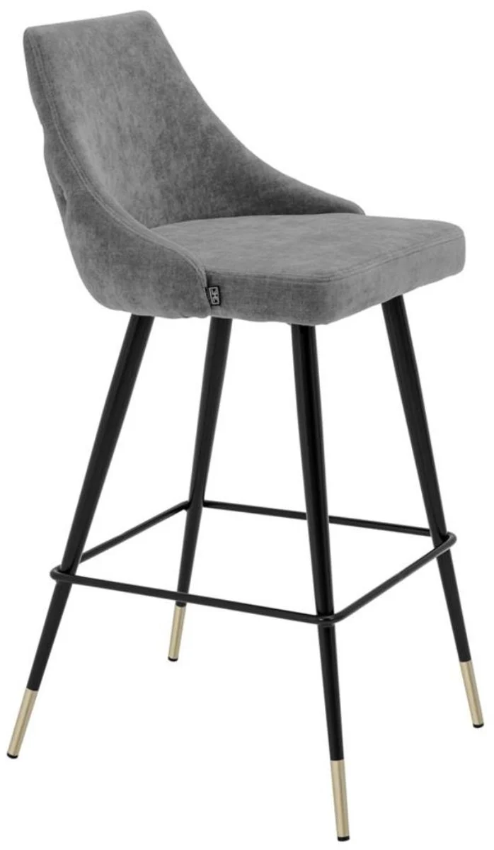 Casa Padrino luxury bar chair gray / black 47 x 52 x H. 101 cm - Luxury Bar Furniture