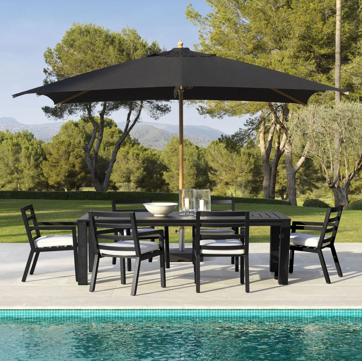 Casa Padrino mesa de comedor de lujo negro 240 x 105 x A. 74,5 cm - Mesa de aluminio resistente a la intemperie - Mesa de Jardín - Mesa de Terraza - Muebles de Jardín - Muebles de Terraza