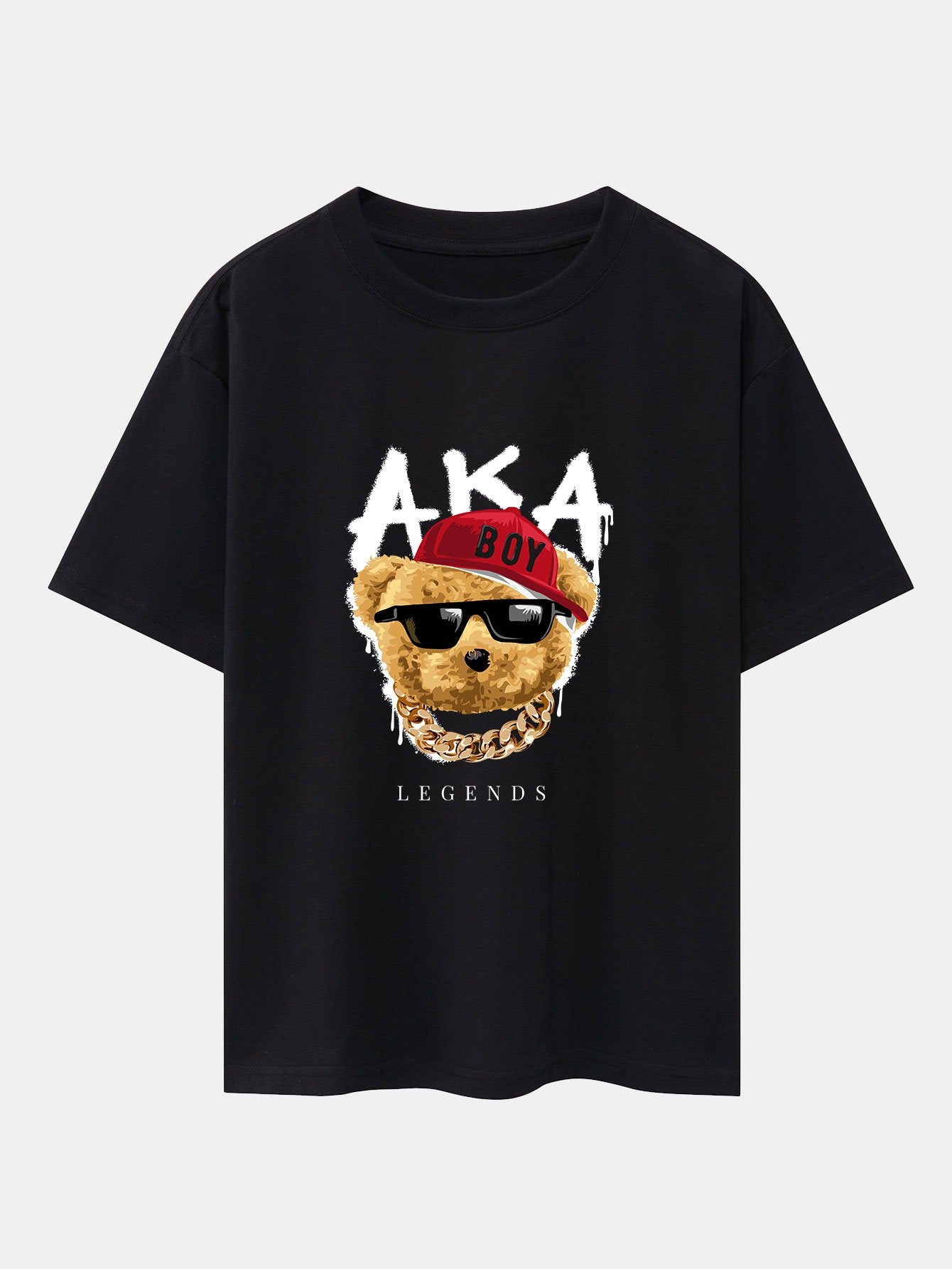 Rapper Bear Print Heavy Weight Oversize T-Shirt