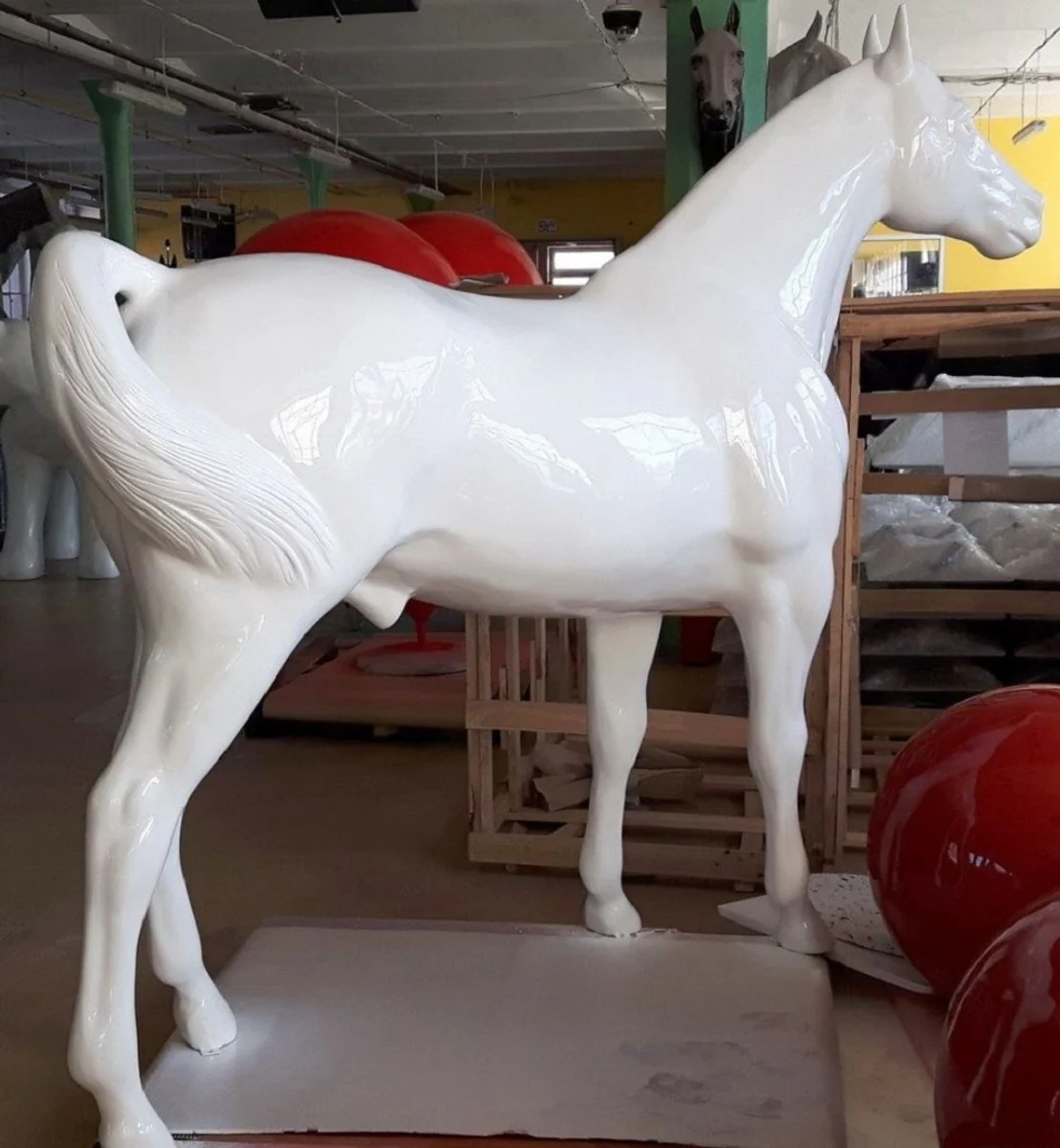 Casa Padrino escultura decorativa de lujo caballo blanco 245 x A. 200 cm - Escultura de jard¨ªn enorme - Escultura de tama?o natural - Escultura decorativa XXL - Figura decorativa XXL