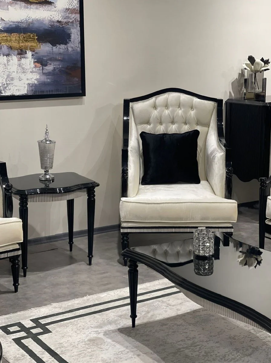 Casa Padrino mesa auxiliar barroco de lujo negro / gris - Mesa de madera maciza hecha a mano en estilo barroco - Muebles de sal¨®n de lujo en estilo barroco - Muebles barrocos - Noble y Magn¨ªfica