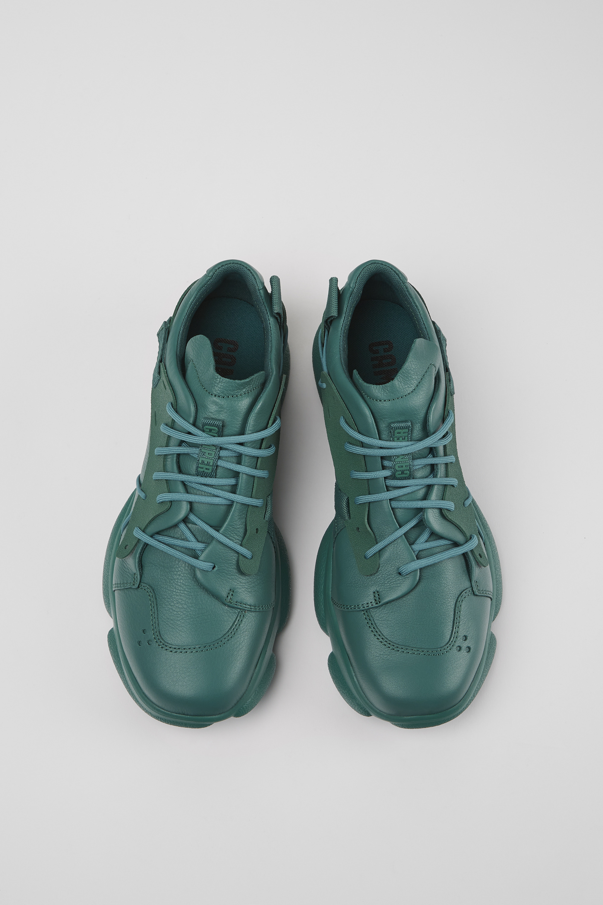 Karst - Green leather and textile sneakers for men