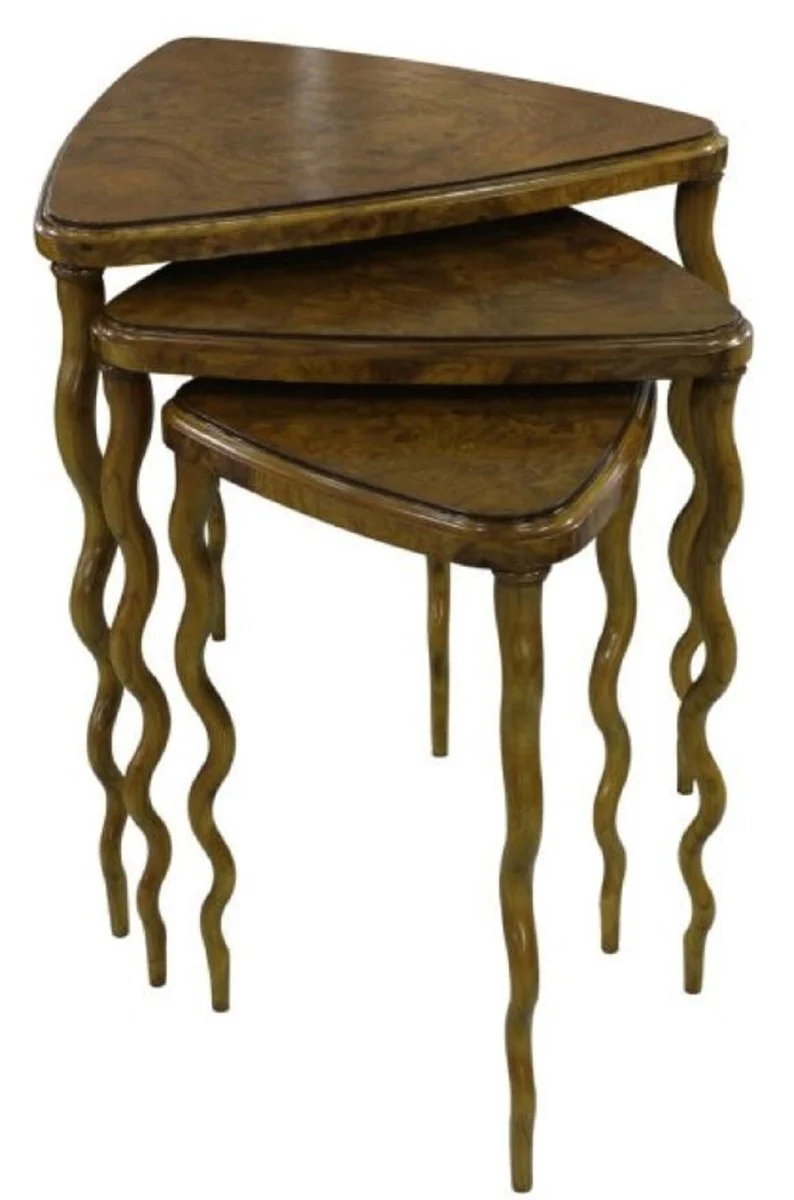 Casa Padrino conjunto de mesa auxiliar Art Nouveau de lujo marrón 65 x 61 x H. 70 cm - Muebles de Hotel