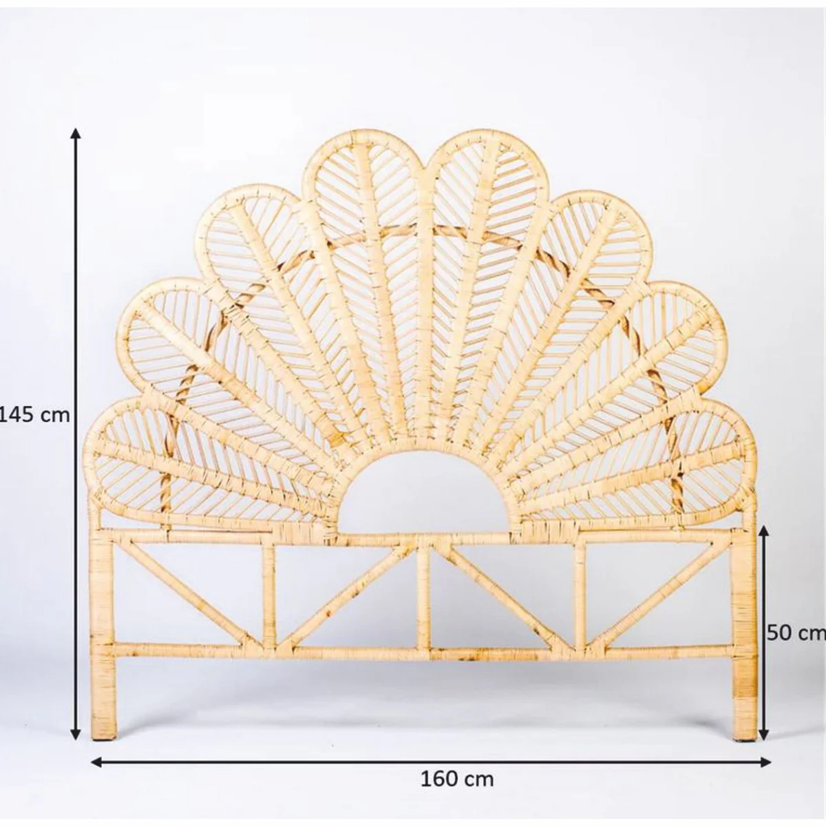 Casa Padrino cabecero de cama de rat¨¢n de lujo natural 160 cm - Muebles de dormitorio