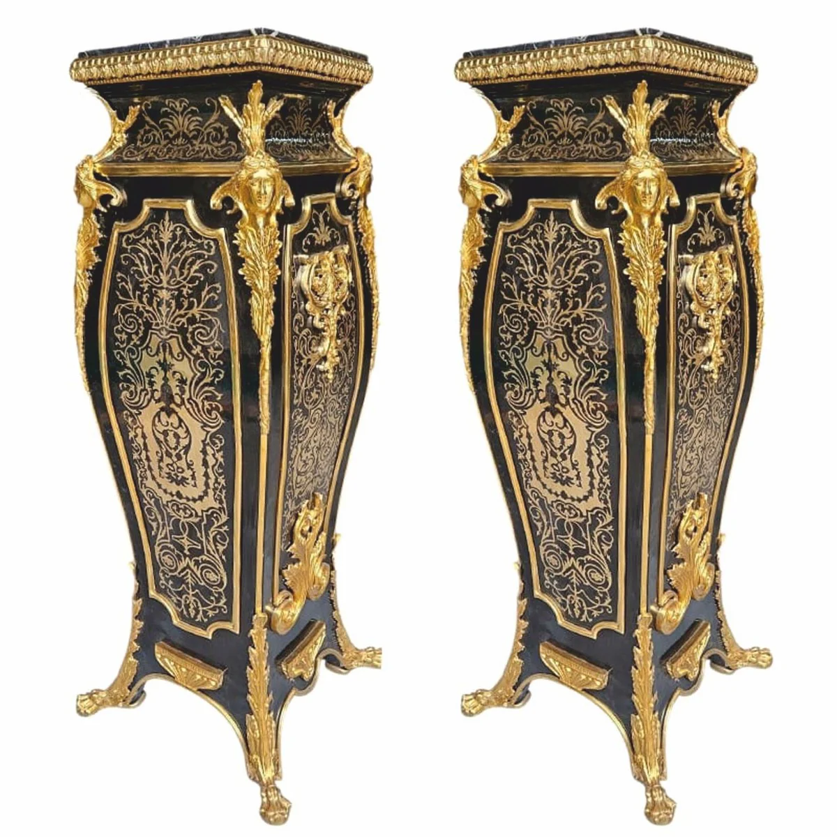 Casa Padrino conjunto de columnas barrocos negro / oro Al. 125 cm - Magníficos muebles barrocos