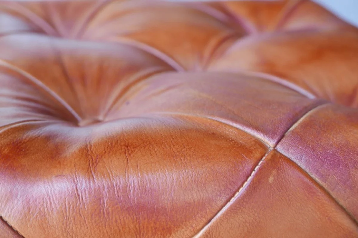 Casa Padrino taburete de cuero Chesterfield de lujo 40 x 40 x A. 45 cm - Diferentes Colores - Reposapi¨¦s de piel genuina - Muebles de Sal¨®n Chesterfield