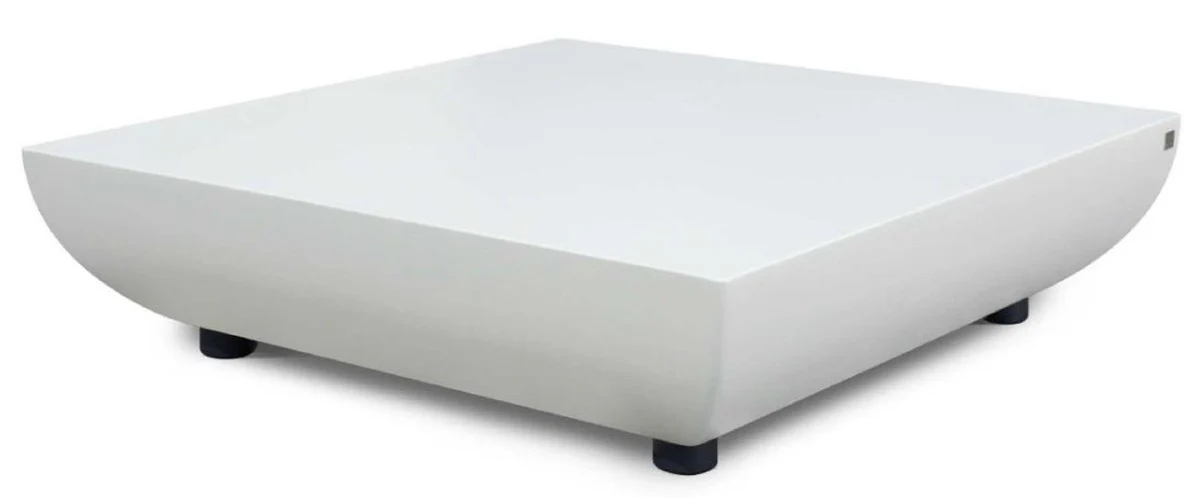 Casa Padrino mesa de jardín de lujo blanco mate 100 x 90 x A. 23 cm - Mesa baja resistente a la intemperie - Muebles Mesa de Jardín de Terraza - Colección de Lujo