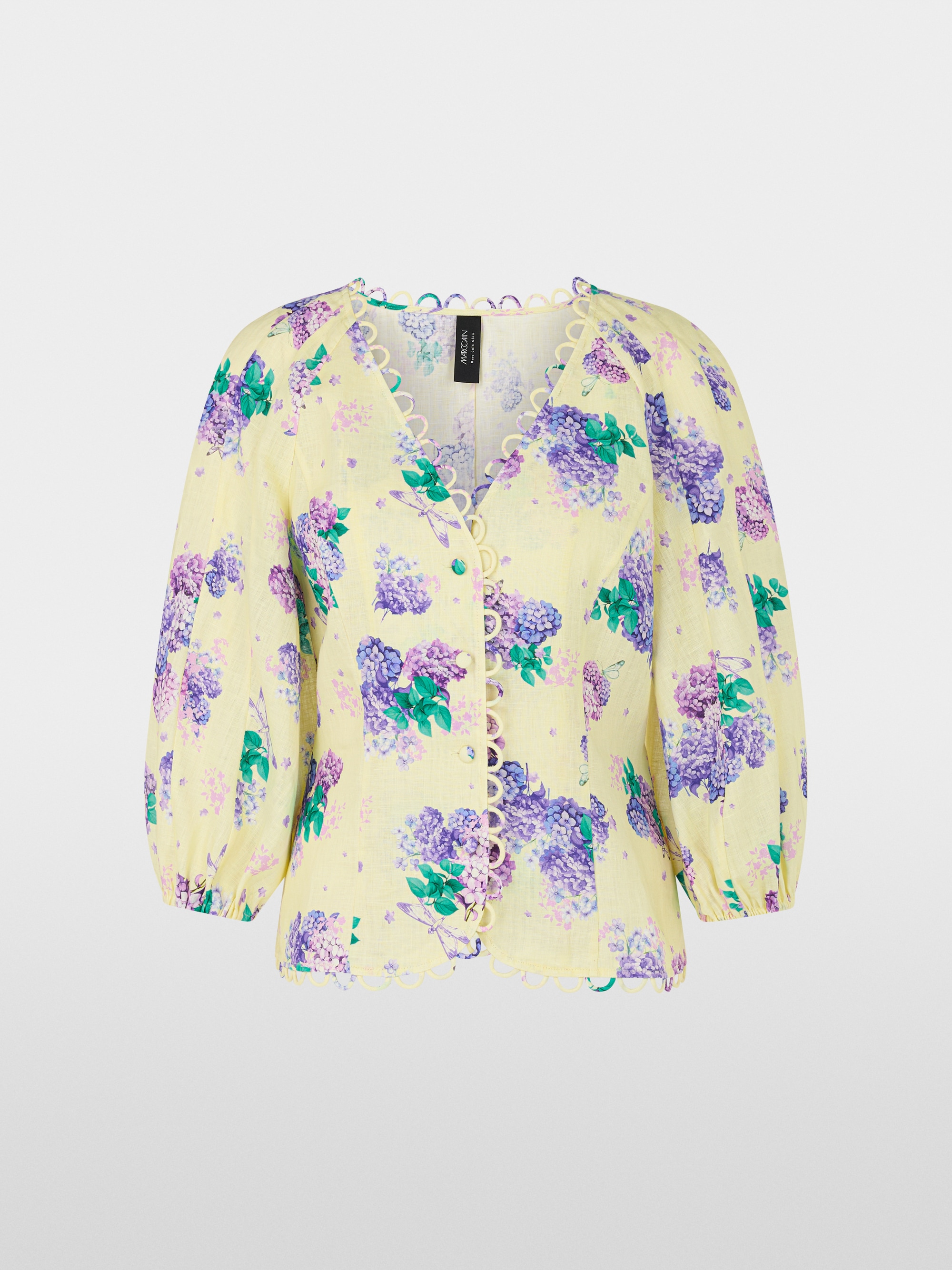 Marc-Cain Fitted linen blouse with print